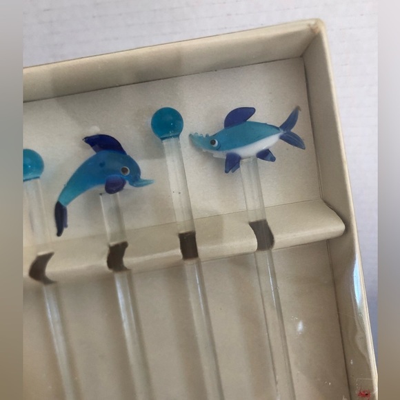 Handblown Glass Marine Animal Stir Sticks - Picture 3 of 8